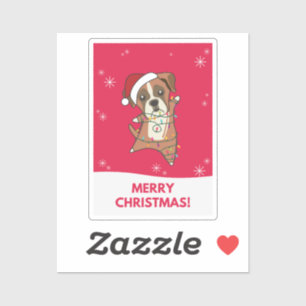 Sticker Chien de Noël Neige Animaux d'hiver Chiens Chien B