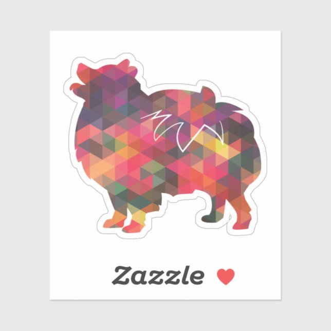 Sticker Chien de race Poméranienne Geo Silhouette Multi (Feuille)