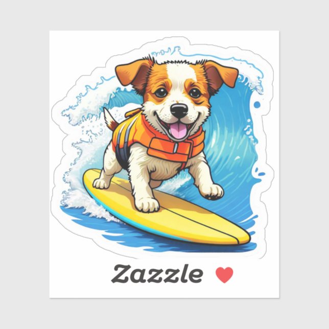 Sticker Chien de surf (Feuille)