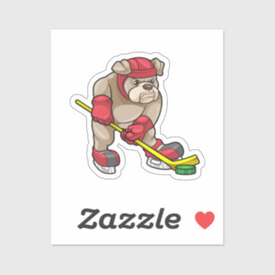 Sticker Chien de taureau au hockey sur glace avec bâton de