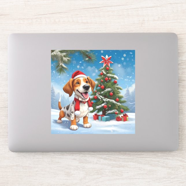 Sticker Chien du Père Noël (Ordinateur)
