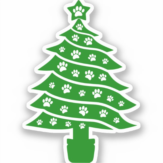 Sticker Chien Empreinte de patte Green Christmas Tree (Recto)