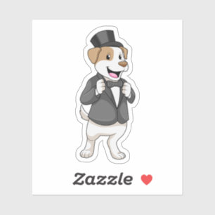 Sticker Chien en marié avec ruban