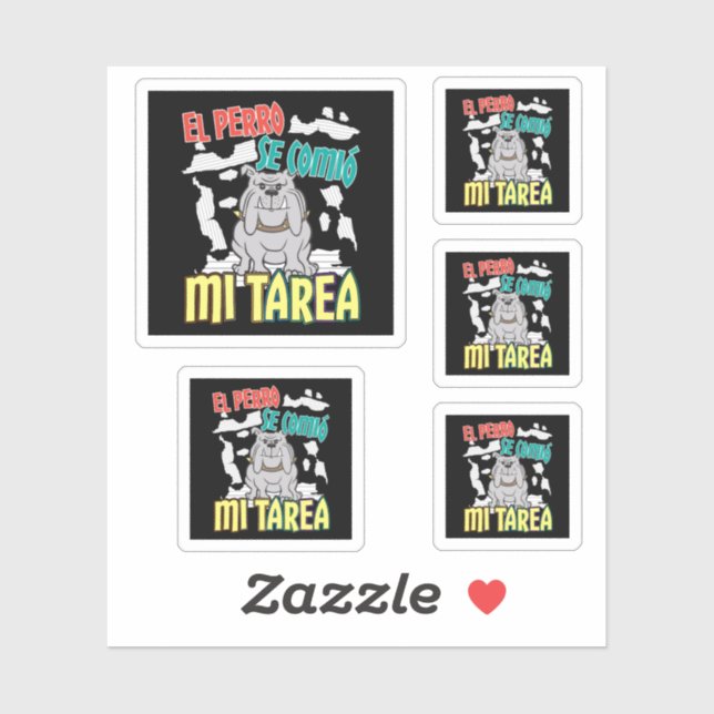 Sticker Chien Espagnol Ate My Homework - Perro Tarea (Feuille)