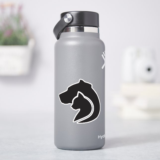 Sticker Chien et chat noir et blanc (HydroFlask)