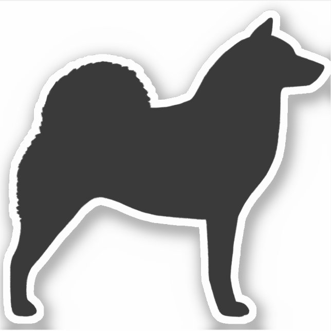 Sticker Chien finlandais Spitz Silhouette Cool Canine Noir (Devant)
