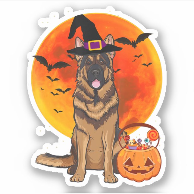 Sticker Chien Halloween Berger allemand Jack Lantern Pumph (Devant)