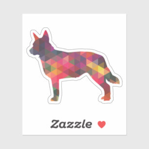 Sticker Chien Heeler bleu Motif géométrique Silhouette Mul
