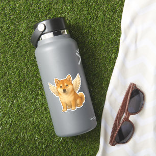 Sticker Chien heureux de dessin animé ange Shiba Inu migno