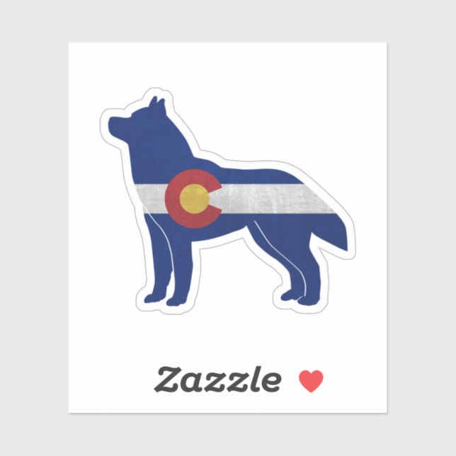 Sticker Chien Husky race Colorado Drapeau Silhouette (Feuille)