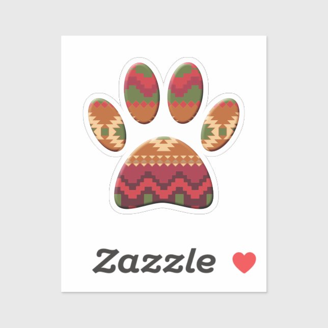 Sticker Chien Motif Aztèque Paw (Feuille)
