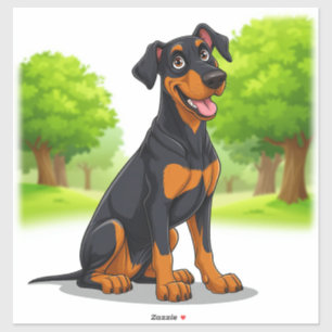 Sticker Chien noir et feu heureux