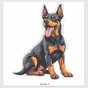 Sticker Chien noir et feu heureux