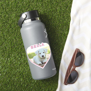Sticker Chien Nom de la photo Coeur rose Chien Propriétair