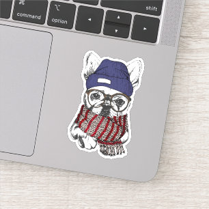 Sticker Chien taureau français Hipster