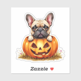 Sticker Chien-taureau français mignon Halloween Jack O' La