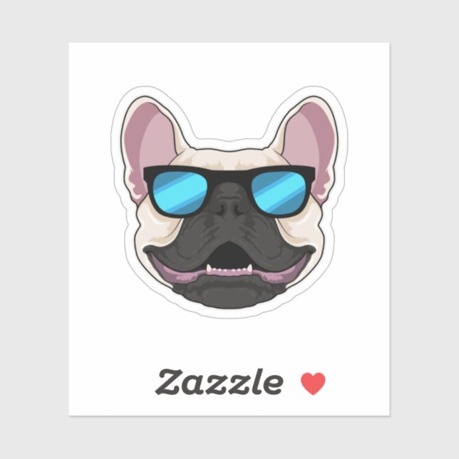 Sticker Chien-taureaux français avec lunettes de soleil (Feuille)