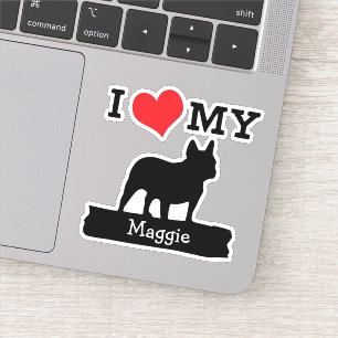 Sticker Chien-taureaux français noir Nom personnalisé