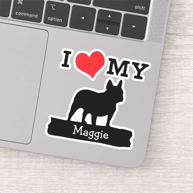 Sticker Chien-taureaux français noir Nom personnalisé (Détail)