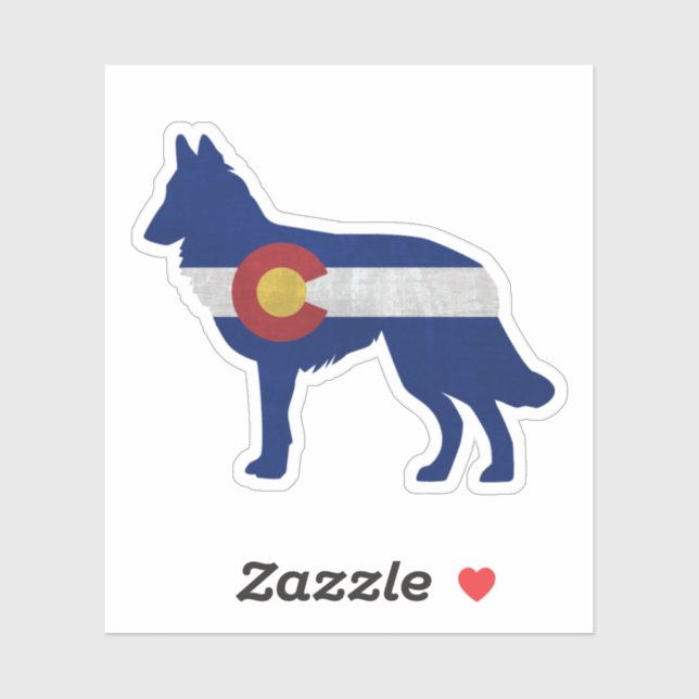 Sticker Chien Tervuren Colorado Drapeau Silhouette (Feuille)