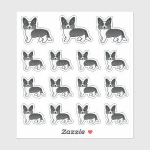 Sticker Chiens Cardigans Gallois En Cardigan Noir Et Blanc