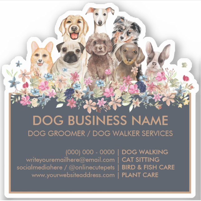 Sticker Chiens Carlin Greyhound Corgi Aussie Frenchie Pood (Devant)