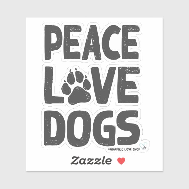 Sticker Chiens d'amour pour la paix © GraphicLoveShop (Feuille)