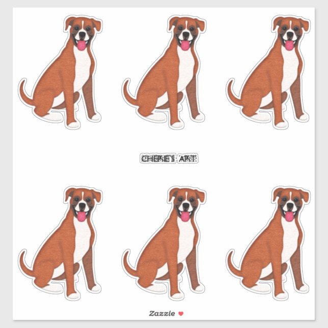 Sticker Chiens de boîte à feutre Six sur une feuille (Feuille)