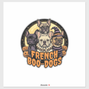 Sticker Chiens de bouh français Halloween Bouledogue franç