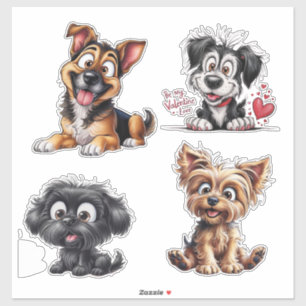 Sticker Chiens de caricature mignons
