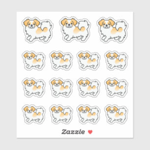 Sticker Chiens de caricature mignons, Espagnol Tibétain, P