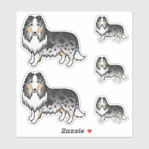 Sticker Chiens de dessin animé mignons Rough Collie Blue M