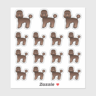 Sticker Chiens de dessin animé mignons toutou caniche marr