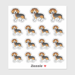 Sticker Chiens de dessin animé mignons Tricolor Beagle