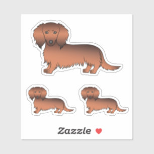Sticker Chiens de dessin animé teckel à longs poils rouge 