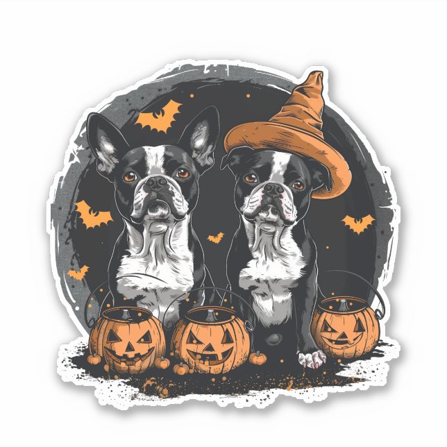Sticker Chiens de Halloween Boston Terrier (Devant)