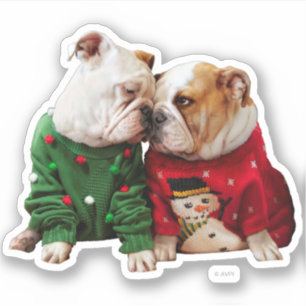 Sticker Chiens de Noël en pulls
