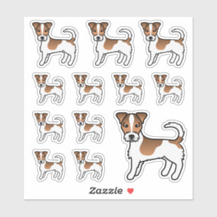 Sticker Chiens Jack Russell Terrier à poil dur blanc et fa