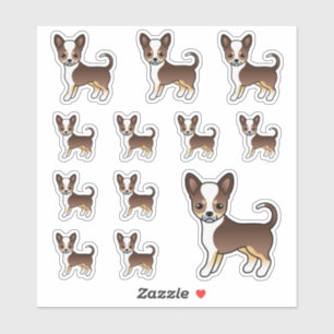 Sticker Chiens mignons Chihuahua au pelage lisse tricolore