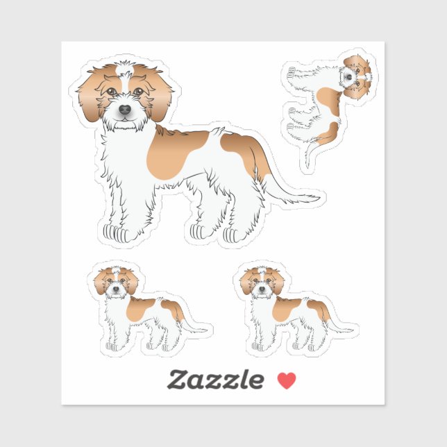 Sticker Chiens Mini Goldendoodle Apricot Pocolore (Feuille)