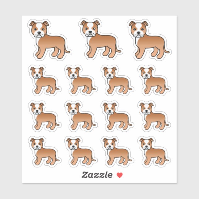 Sticker Chiens Red And White Staffordshire Bull Terrier (Feuille)