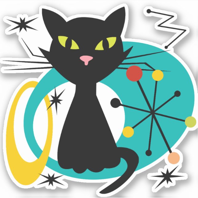 Sticker Chiffre noir du milieu du siècle (Devant)