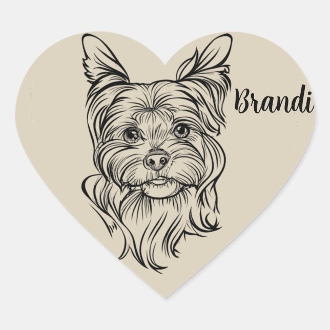 Sticker Chih Tzu Coeur Personnalisé Avec Nom De An (Devant)