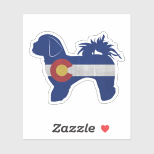 Sticker Chih Tzu race Chien Silhouette Colorado Drapeau