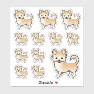 Sticker Chihuahua à long poil faon Chiens de dessin animé