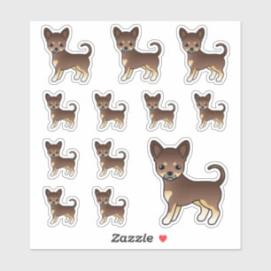 Sticker Chihuahua à poil lisse au chocolat et au fauve Chi