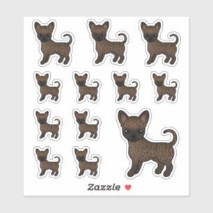 Sticker Chihuahua à poil lisse bringé chiens de dessin ani