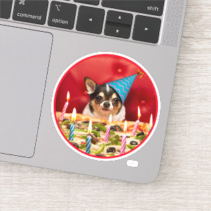 Sticker Chihuahua Anniversaire Pizza Pie