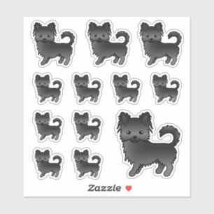 Sticker Chihuahua Cartoon Mignon avec un Long Manteau Noir