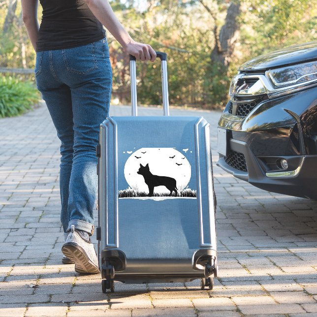 Sticker Chihuahua Dog � Halloween Moon Silhouette Classic  (Valise Insitu)